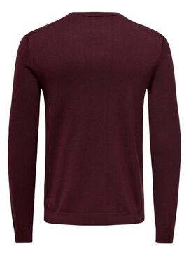Pullover Only and Sons Wyler in Burgund für Herren