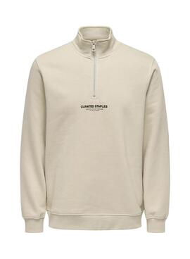 Only and Sons Curated Zip beige Pullover für Herren