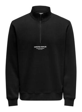 Sudadera Only and Sons Curated Zip Schwarz für Herren