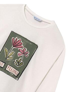 T-Shirt Mayoral Blumen weiß für Mädchen