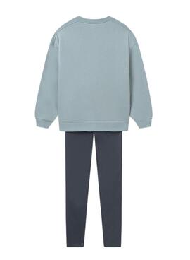 Mayoral Set Legging PU und blauer Mädchen-Sweatshirt
