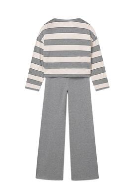 Set Mayoral Hose und Poloshirt grau gestreift Mädchen