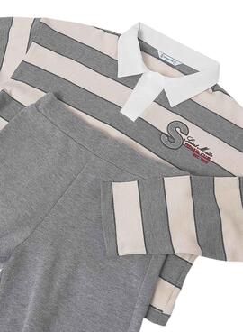 Set Mayoral Hose und Poloshirt grau gestreift Mädchen