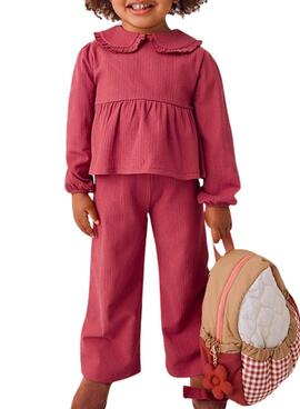 Set Mayoral burgundy trousers and blouse for girls