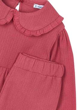 Set Mayoral burgundy trousers and blouse for girls