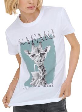 T-Shirt Only Vibe Giraffe weiß für Frauen