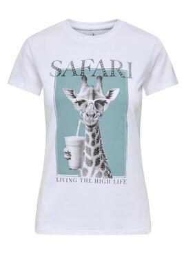 T-Shirt Only Vibe Giraffe weiß für Frauen
