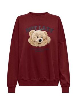 Sweatshirt Only Bila Bear Bordeaux für Damen