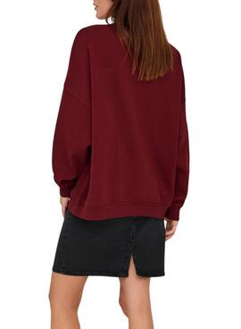 Sweatshirt Only Bila Bear Bordeaux für Damen