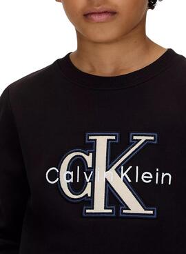 Kapuzenpullover Calvin Klein Festive Logo Schwarz für Kinder.