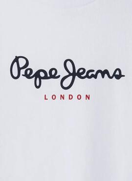 T-shirt Pepe Jeans New Art logo weiß für Jungen.