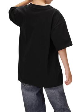 T-shirt Calvin Klein Festive Logo in Schwarz für Kinder.