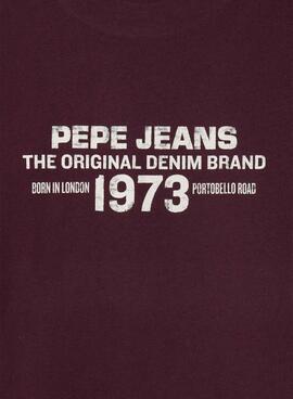 T-Shirt Pepe Jeans Recco in Granatrot für Jungen.