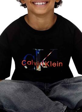 T-Shirt Calvin Klein Monologo Photo schwarz Kinder