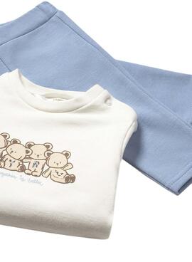 Trainingsanzug von Mayoral mit bedruckter Weste in Babyblau.
