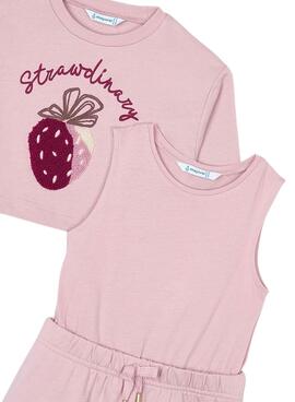 Kleid Myoral mit rosa Kapuzenpullover für Mädchen.