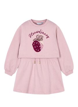 Kleid Myoral mit rosa Kapuzenpullover für Mädchen.