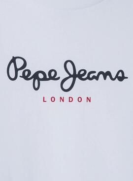 T-shirt Pepe Jeans New Herman Logo Weiß Kind