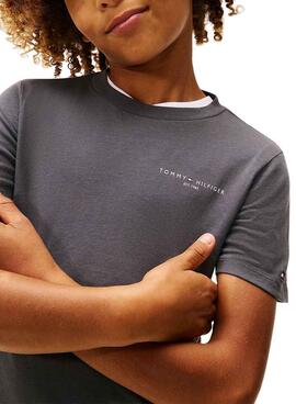T-Shirt Tommy Hilfiger Mini Corp grau für Kinder.