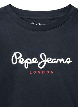 T-Shirt Pepe Jeans New Herman Logo Marine Kinder.