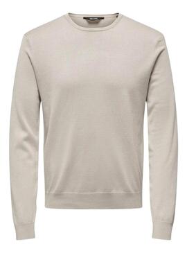 Pullover Only and Sons Wyler beige für Herren.