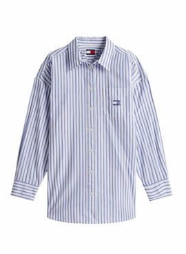 Tommy Jeans Badge Stripe Blue Shirt for Women