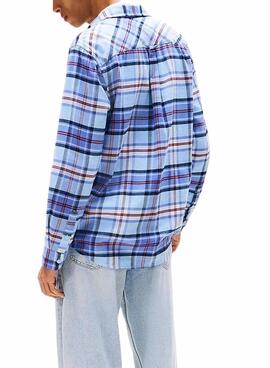 Hemd Tommy Jeans Flanell blau für Herren