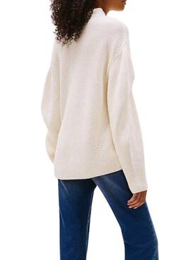 Tommy Jeans Mockneck weißer Pullover für Damen.