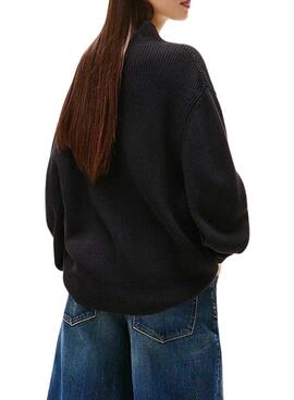 Tommy Jeans Mockneck Jersey Schwarz für Damen.
