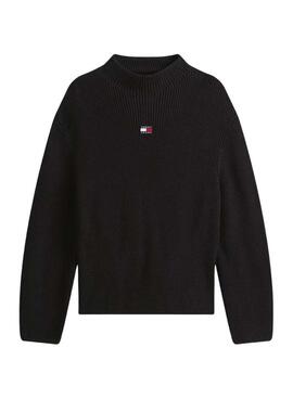Tommy Jeans Mockneck Jersey Schwarz für Damen.
