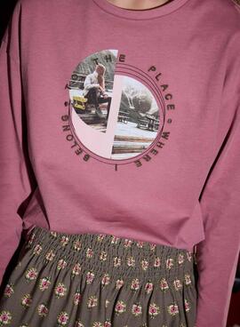 T-shirt Mayoral mit grafischem Rosa für Mädchen.