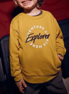 Sweatshirt Mayoral mit Stickerei in Senfgelb für Jungen