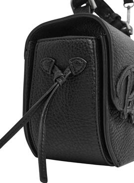 Tasche Pepe Jeans Amber Logo mit Klappenverschluss in Schwarz für Damen