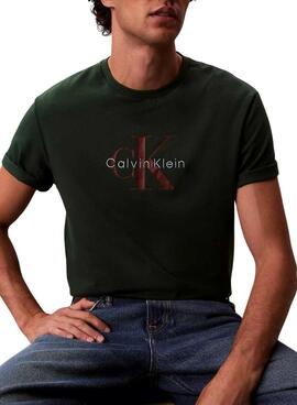 T-shirt Calvin Klein Monologo grün für Herren