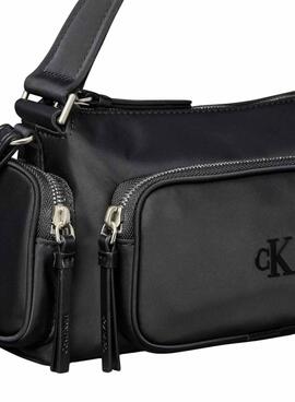 Handtasche Calvin Klein mit Satintaschen aus schwarzem Nylon für Damen