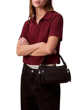 Handtasche Calvin Klein mit Satintaschen aus schwarzem Nylon für Damen