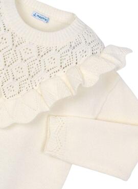 Mayoral Strickpullover in Lochmuster in Beige für Mädchen