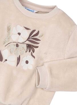 Sweatshirt Mayoral mit Blumenmuster in Beige für Mädchen.