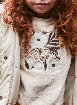 Sweatshirt Mayoral mit Blumenmuster in Beige für Mädchen.