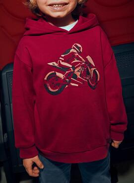 Kapuzenpullover Mayoral in Burgunderrot mit Grafik für Jungen.
