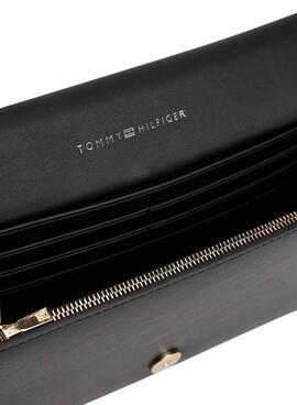Brieftasche Tommy Hilfiger Icon mit Umschlag und Riemen in Schwarz für Damen.