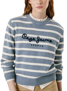 Pullover Pepe Jeans Caprice gestreiftes blau für Damen.