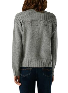 Pullover Pepe Jeans Cherice V-Ausschnitt grau für Damen