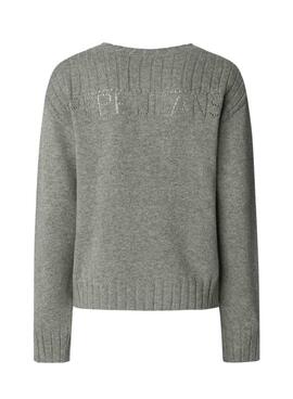 Pullover Pepe Jeans Cherice V-Ausschnitt grau für Damen