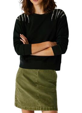 Sweatshirt Pepe Jeans Barny mit Strass in Schwarz für Frauen