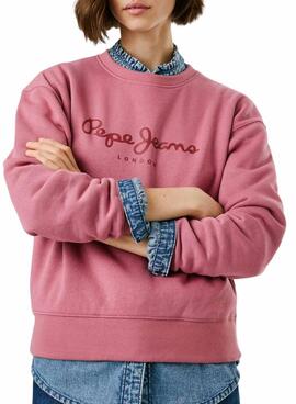 Sweatshirt Pepe Jeans Baddy Rundhalsausschnitt Rosa für Damen