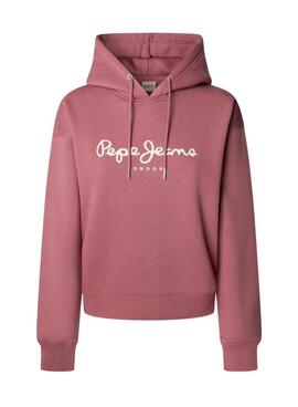 Kapuzenpullover Pepe Jeans Baddy mit rosa Kapuze für Damen.
