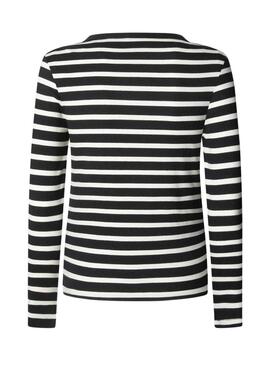 T-Shirt Pepe Jeans Bani geripptes Streifen Schwarz für Damen