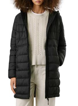 Daunenjacke Pepe Jeans Sally lang schwarz für Damen.
