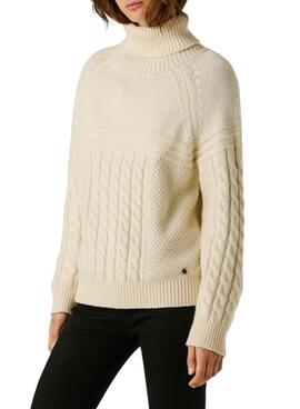 Pullover Pepe Jeans Caresse geflochten in Beige für Damen